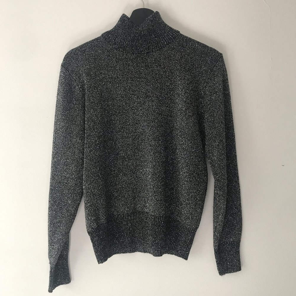 Vintage Silver Metallic Mock Neck Sweater